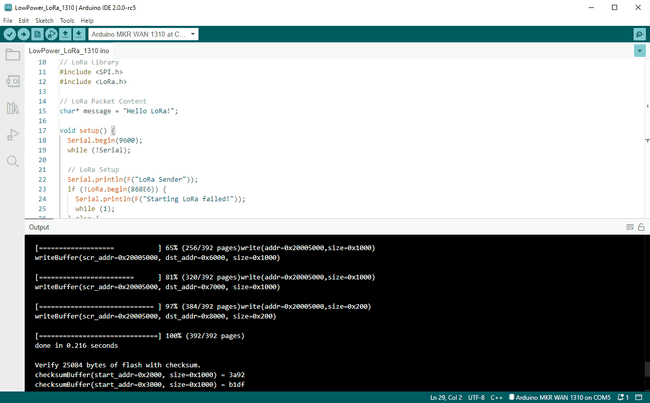 Flash memory memory measurement in an ARM-based Arduino® board