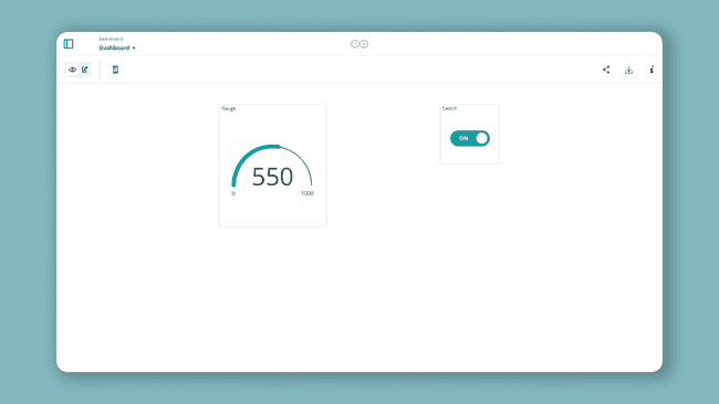 Dashboard with gauge and switch.