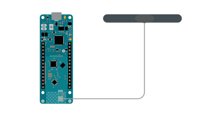 Simple circuit with board and antenna.