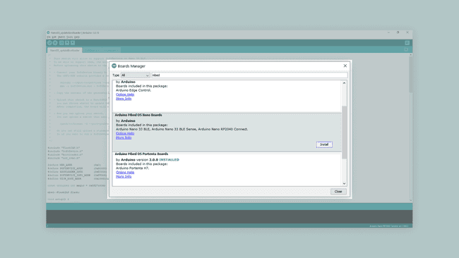 Arduino IDE board manager