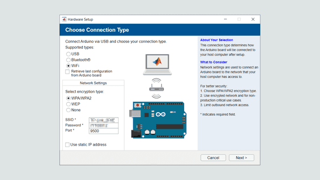 Connection of Arduino over Wi-Fi to MATLAB