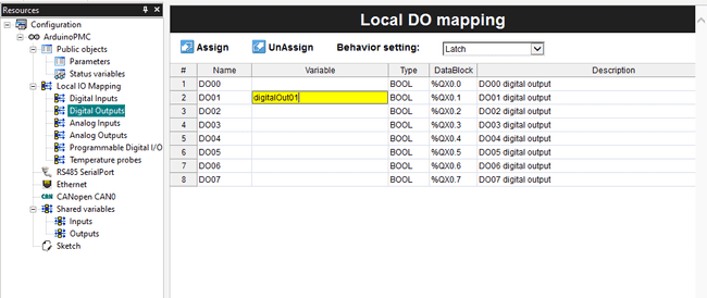 Single variable for digital output