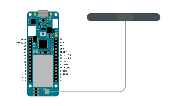 Simple circuit with board and antenna.