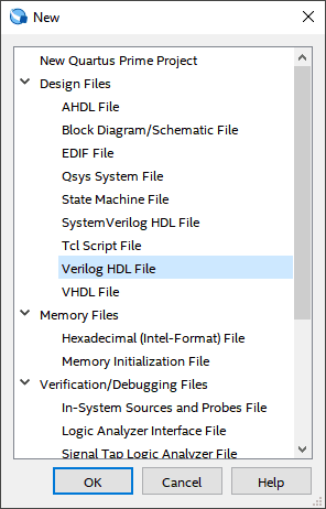 Select Verilog HDL file.