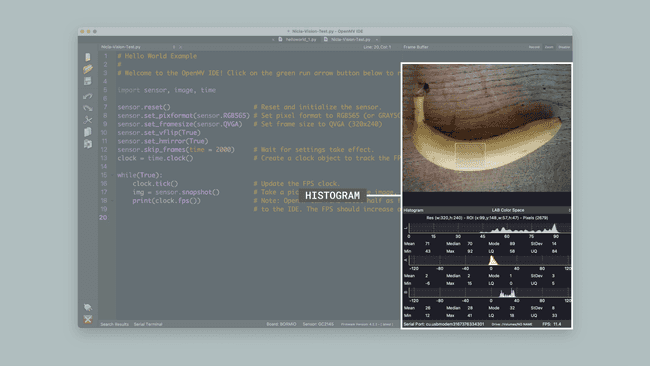 LAB color histogram of frame buffer