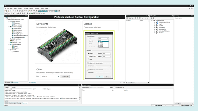 Modbus secondary serial port selection