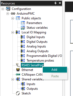 Modbus catalog add new item